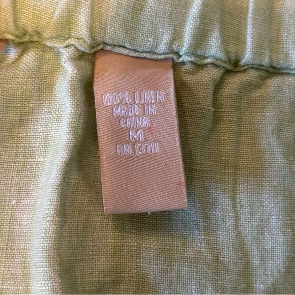 Kate Hill Linen Pants Pull On Style Drawstring Womens Size Medium Mint Green - Picture 6 of 8